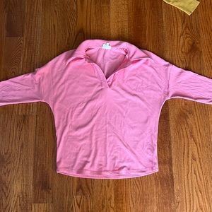 Dee Elly Pink Collared Long Sleeve Polo